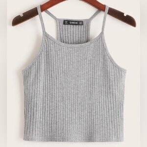 SHEIN Ribbed Heathered Knit Cropped Cami top